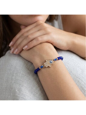 Women's Evil Eye Bracelet One Size Gold and blue